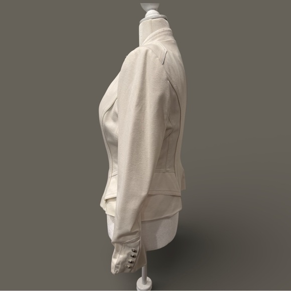 White House Black Market Ivory Military Jacket Silver Buttons Size 10 - Picture 3 of 7